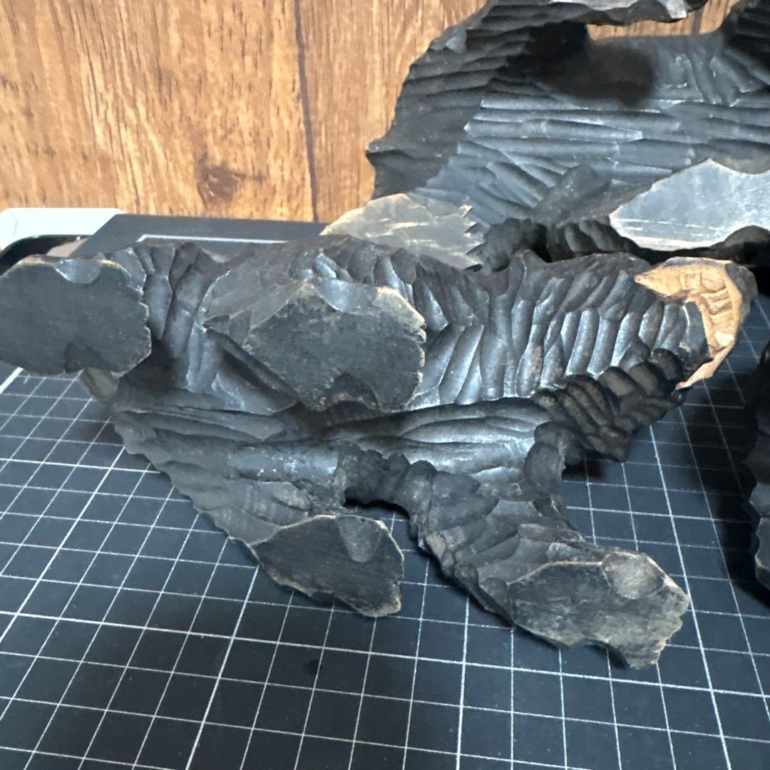 昭和レトロ 木彫りのくま ガラス目 小さめ 2体中くらい1体　計3点セット