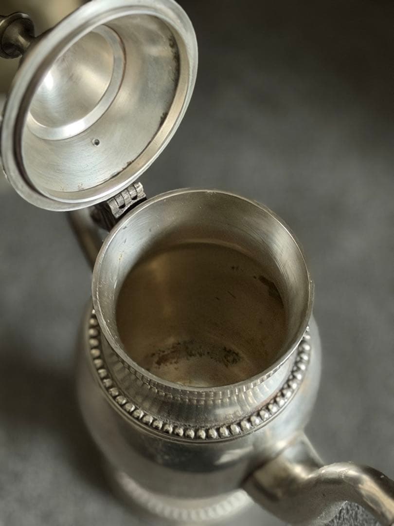 アンティーク　ポット&クリーマーセット　ピューター