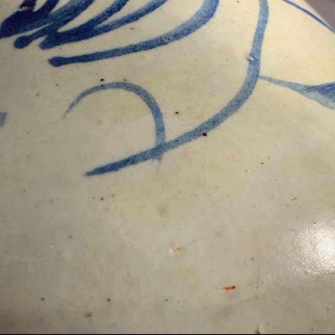 直しあり 李朝　染め付け　染付　花瓶　草模様　壺　徳利　酒器　花　草紋様　朝鮮