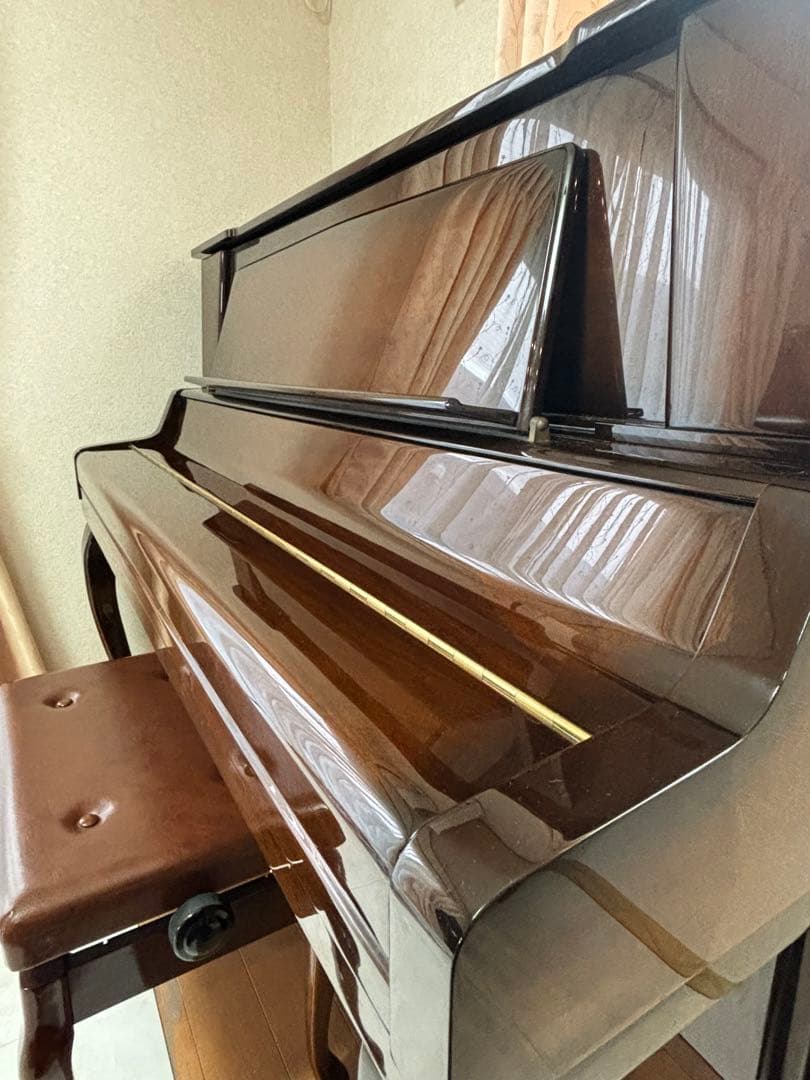 APOLLO 猫足アップライトピアノ ブラウン 椅子付き