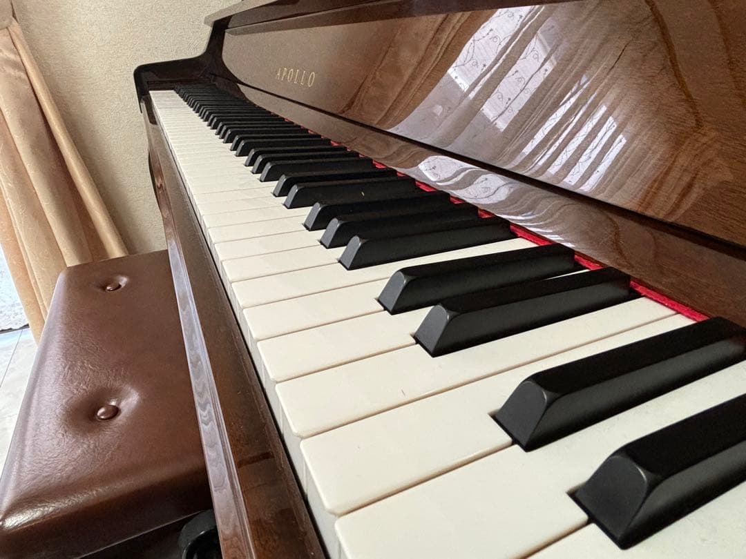 APOLLO 猫足アップライトピアノ ブラウン 椅子付き
