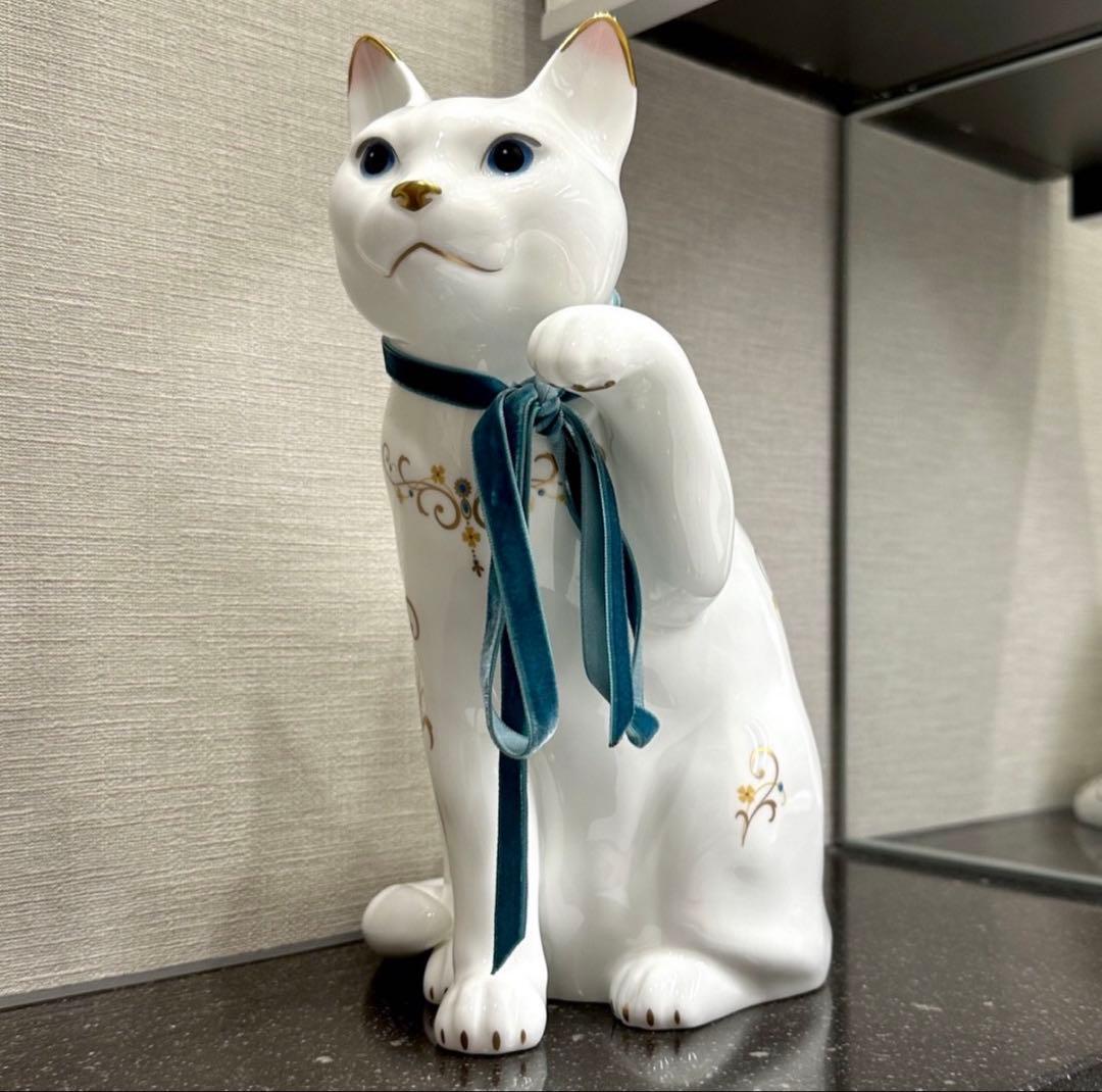 ノリタケ　置物 招き猫(大) アラベスク
