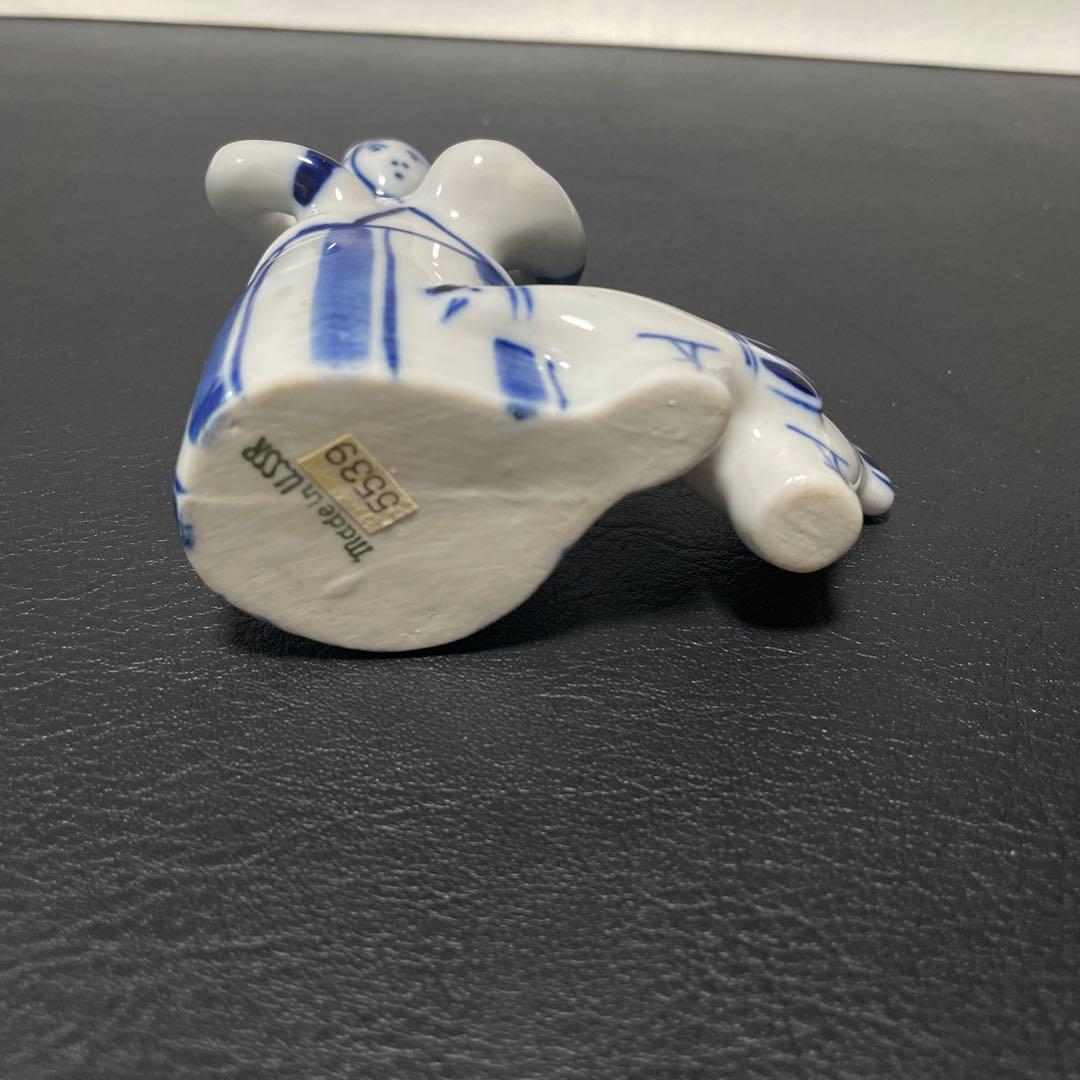 【希少】旧ソ連製 Gzhel グジェリ 陶磁器人Made in USSR ラベル