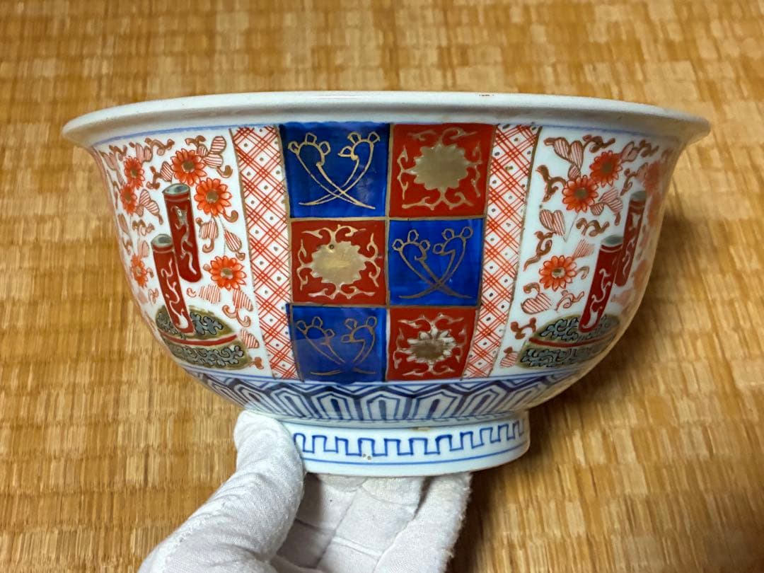 古伊万里 色絵 金彩 深鉢 水指 盛鉢 【太明成化年製】蓋付 有田焼 中国