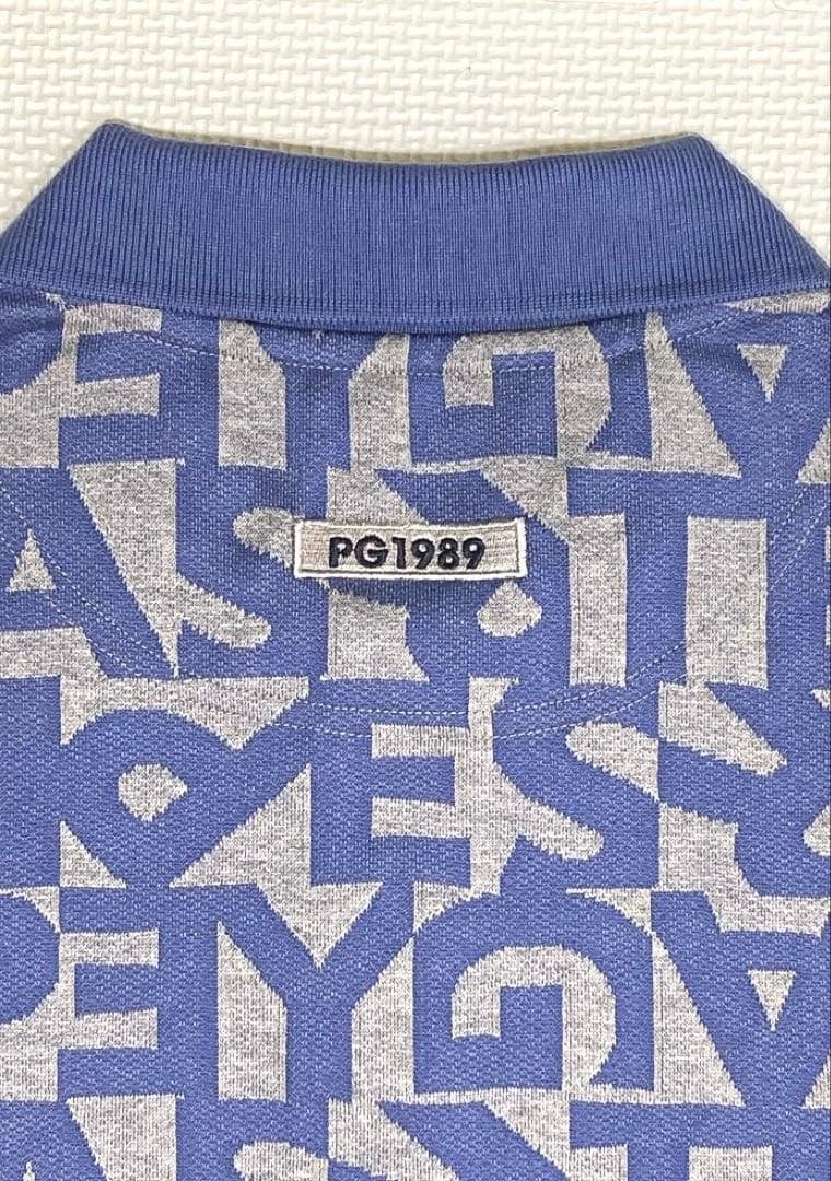 パーリーゲイツ ジャガード織 ランダムロゴ柄ポロシャツ（ブルー系／5）