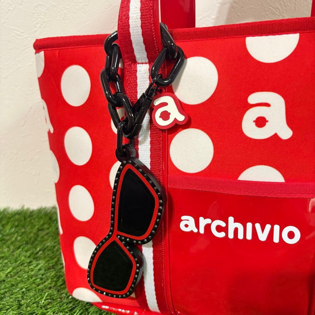 【archivio】チャーム付きミニトートバッグ　ゴルフ　アルチビオ　レッド