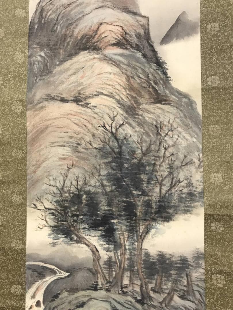 真作/矢野橋村/山水図/釣人図/掛軸/名家伝来/AH-791