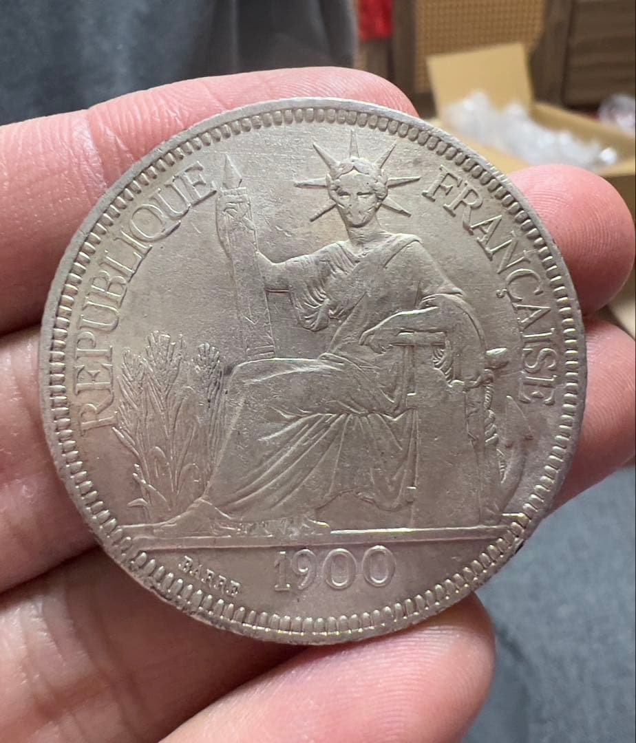 フランス領インドシナ　1900年　大型　銀貨　本日銀価格528円/g 外国