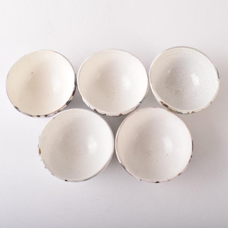 煎茶道具　水月窯　楓文　汲出茶碗　五客　共箱　V　7458