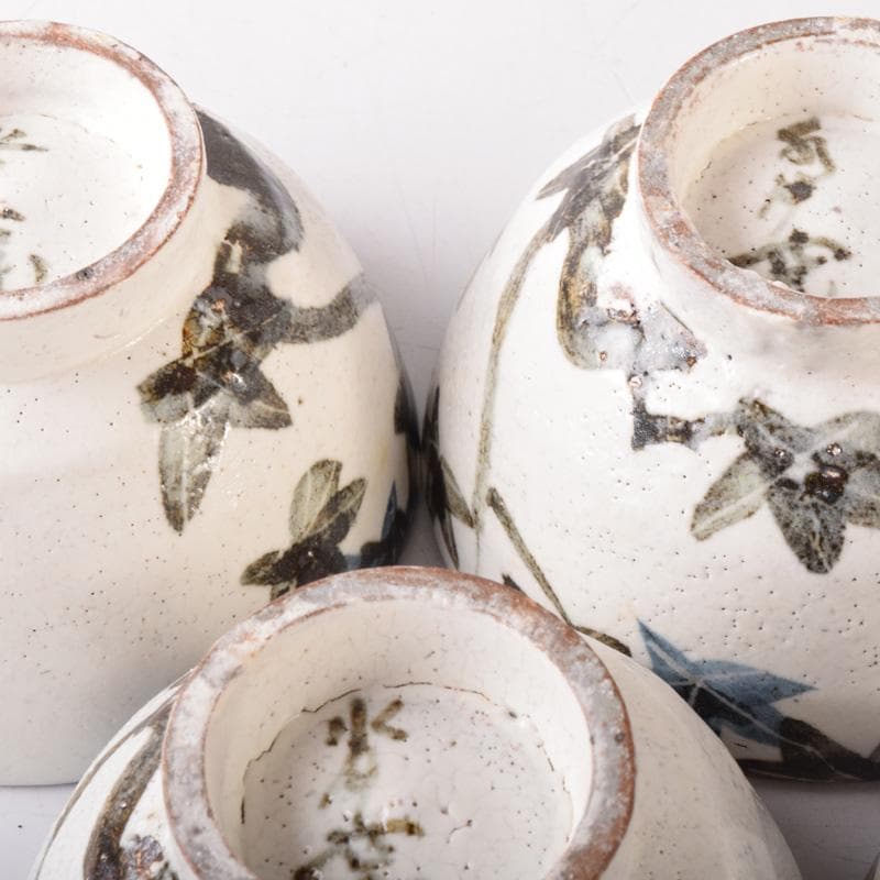 煎茶道具　水月窯　楓文　汲出茶碗　五客　共箱　V　7458