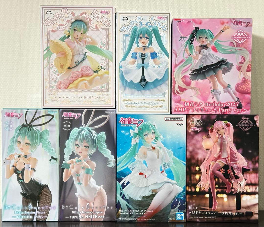 初音ミク・桜ミク AMP+/Wonderland/他 フィギュア7個セット