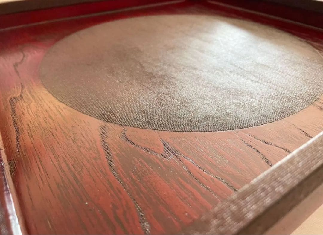 鈴木誠一郎作　紅布着尺一寸角膳33㌢　会津塗り