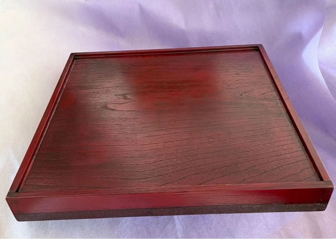 鈴木誠一郎作　紅布着尺一寸角膳33㌢　会津塗り