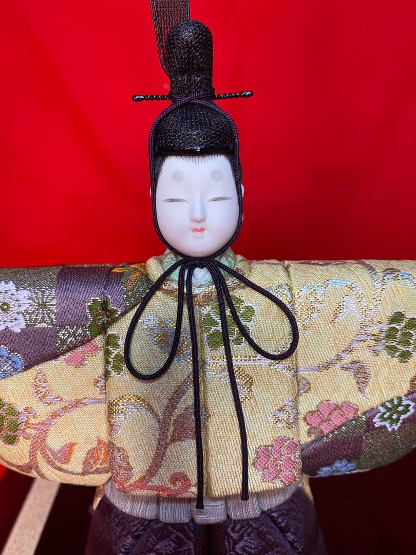 真多呂作　東京久月監製　木目込み人形　光栄立雛ガラスケース入