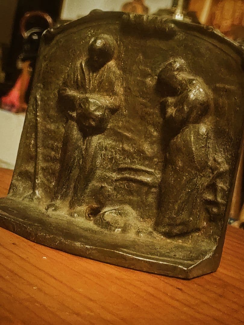 【極希少・海外】画家ミレー『晩鐘』　アンティークブックエンド　本立て　鉄製　置物