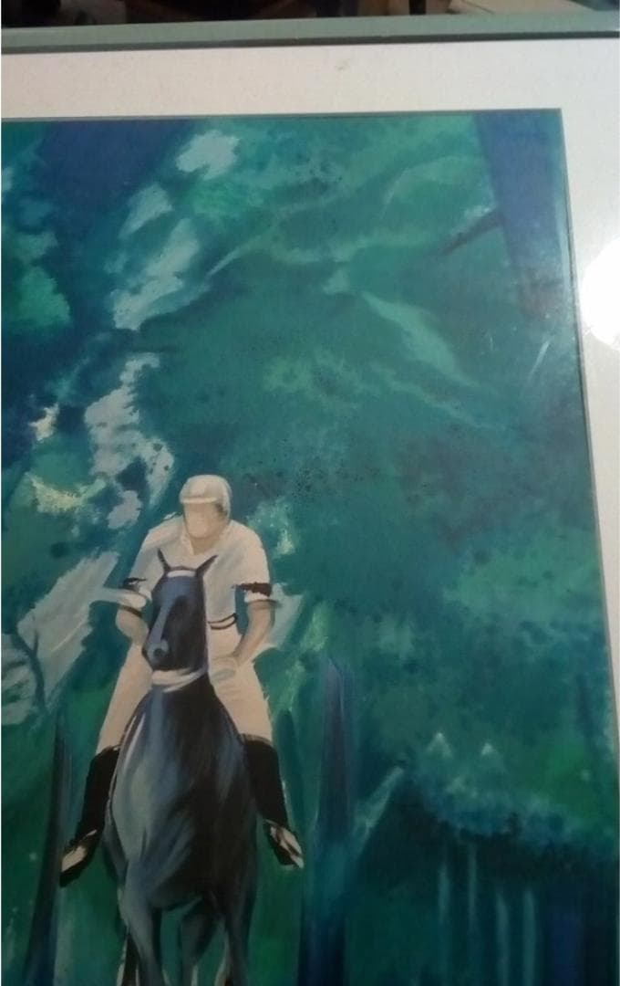 ビクトールスパン真作油彩乗馬20号鑑定二度した真作肉筆鑑定