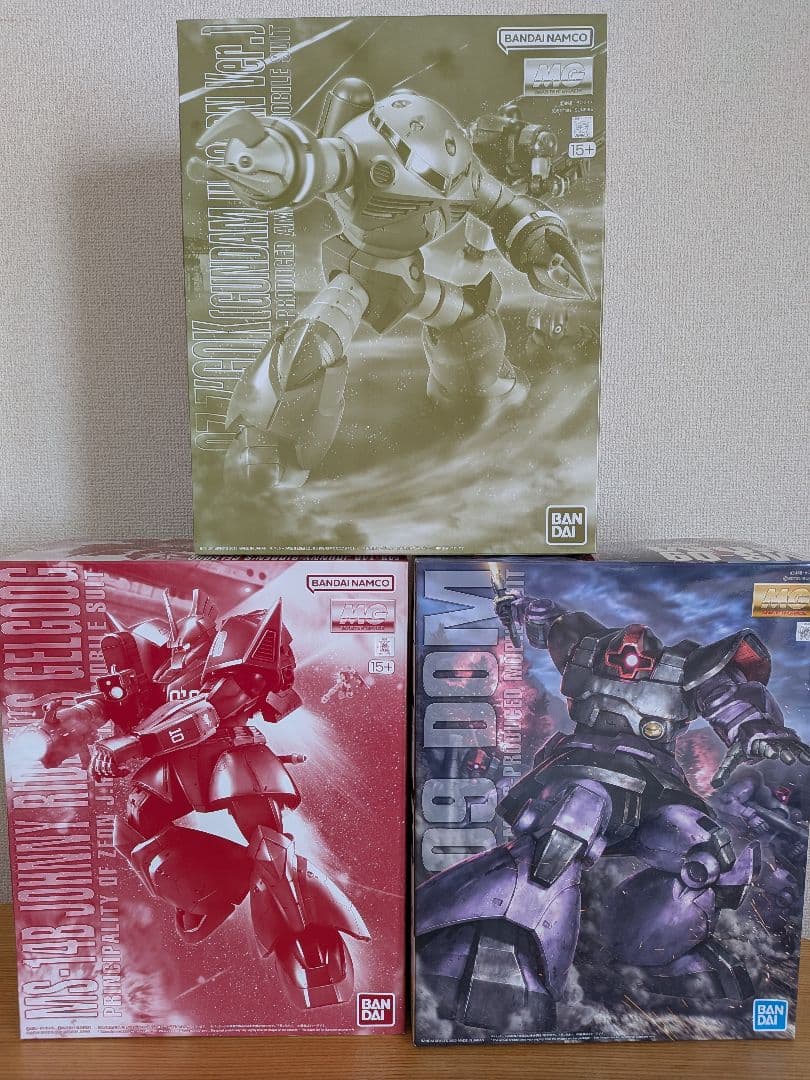 MGガンプラ 3体　ジョニーライデン専用ゲルググ　ドム　ズゴックユニコーンカラー