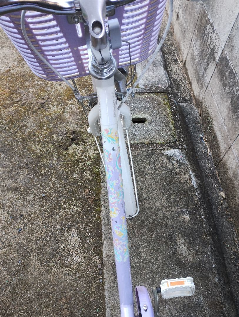 ★Ria★子供用自転車 紫色 カラフル花付き(24インチ)＆ヘルメット付き