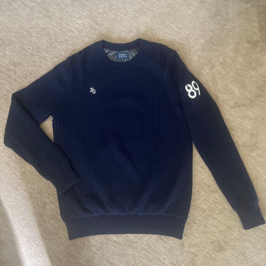 パーリーゲイツ ニット スニード カシミヤ混 ネイビー サイズ4