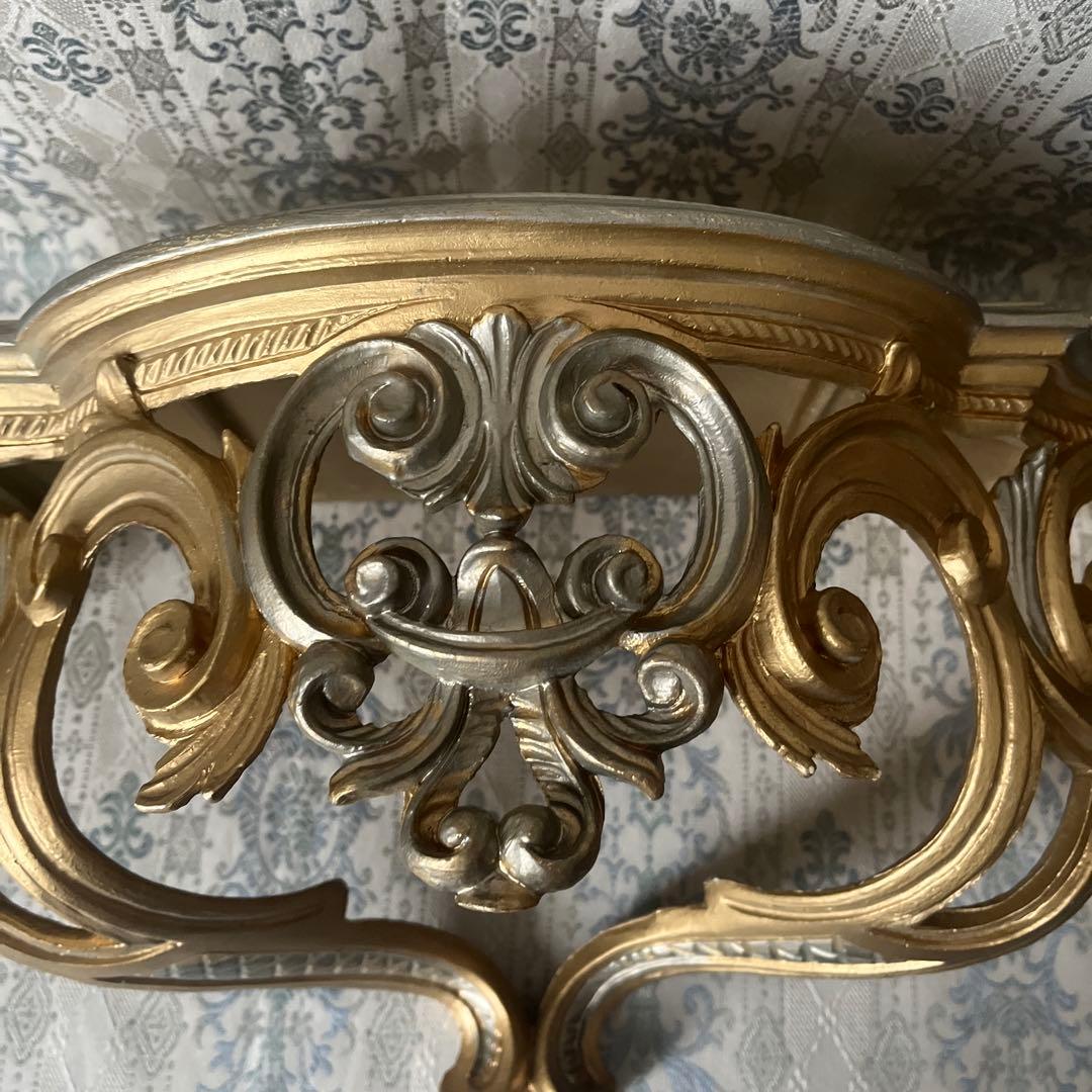 イタリア製 壁掛けコンソール② ウォールシェルフ ロココ調 アンティーク金色