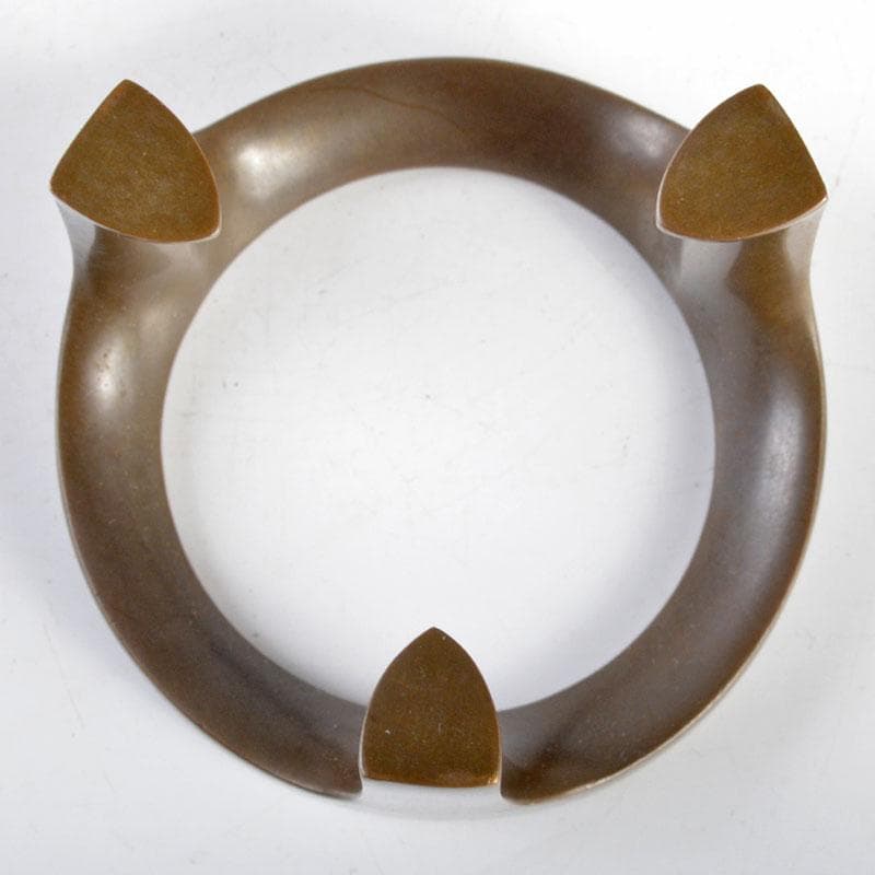 茶道具　唐銅風炉師　藤井宗喜作　砂張銅　五徳蓋置　共箱　V　R4657