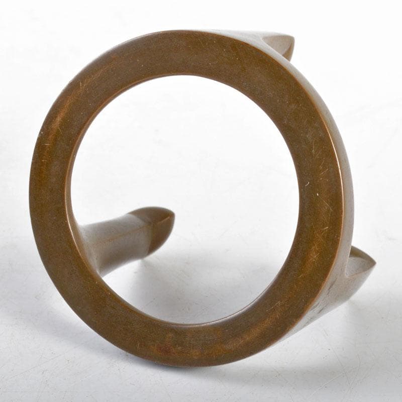 茶道具　唐銅風炉師　藤井宗喜作　砂張銅　五徳蓋置　共箱　V　R4657