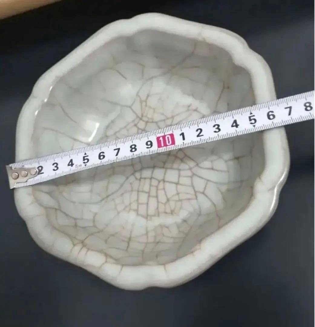 No.8宋時代 官窯 六角盤 「 官」在銘、骨董品 文宝庫C Y蔵品。