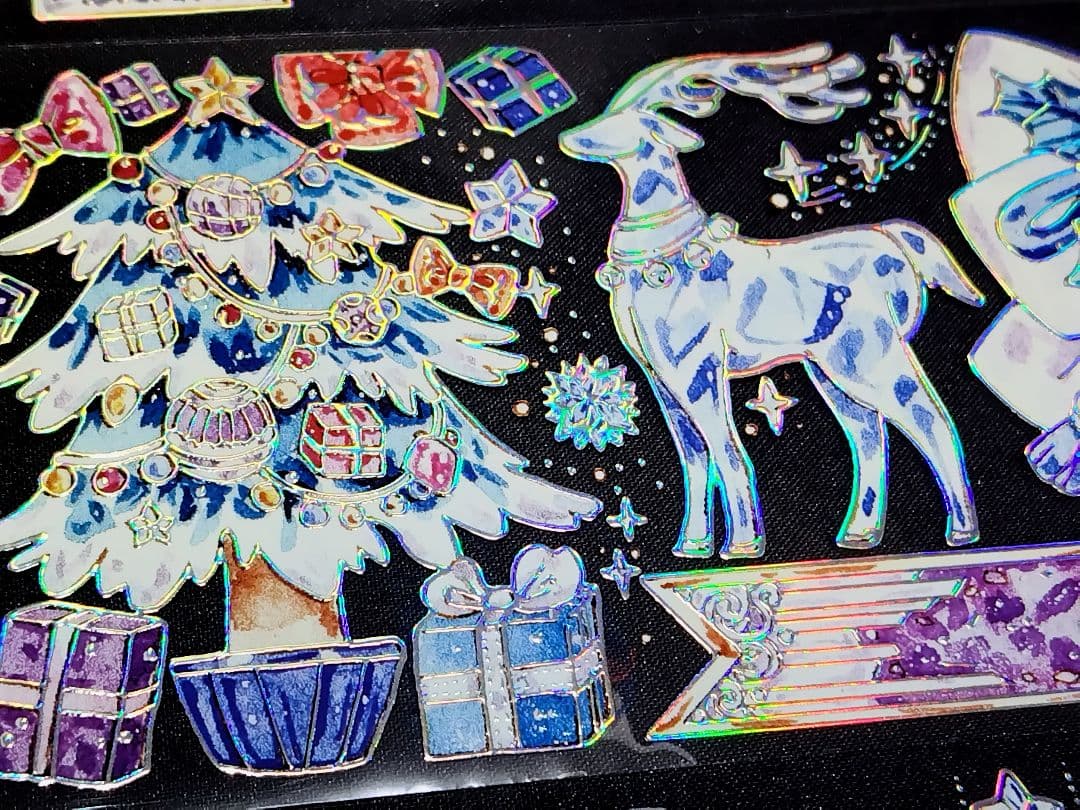 切売 818★ 海外 マスキングテープ マステ PET 装飾 クリスマス 銀ホロ