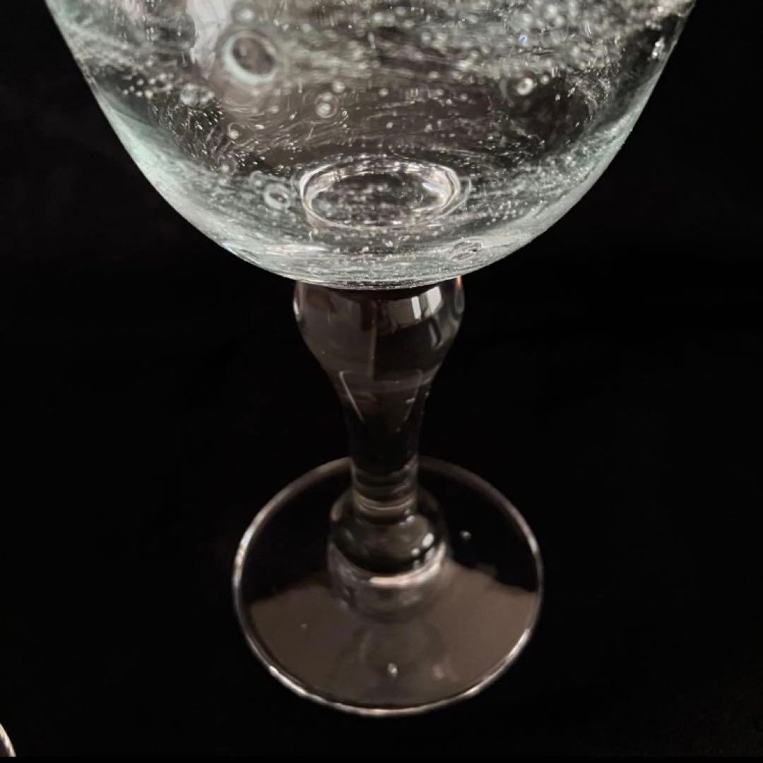 作家もの　吹きガラス　宙吹きガラス　足つきグラス