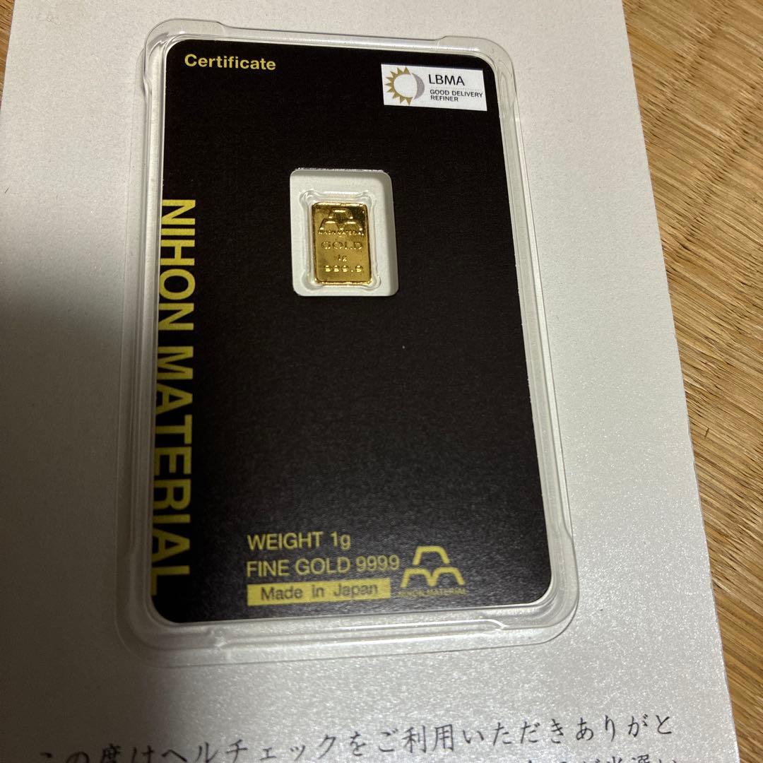 インゴット FINEGOLD 999.9 1g 金 NIHON MATERIAL