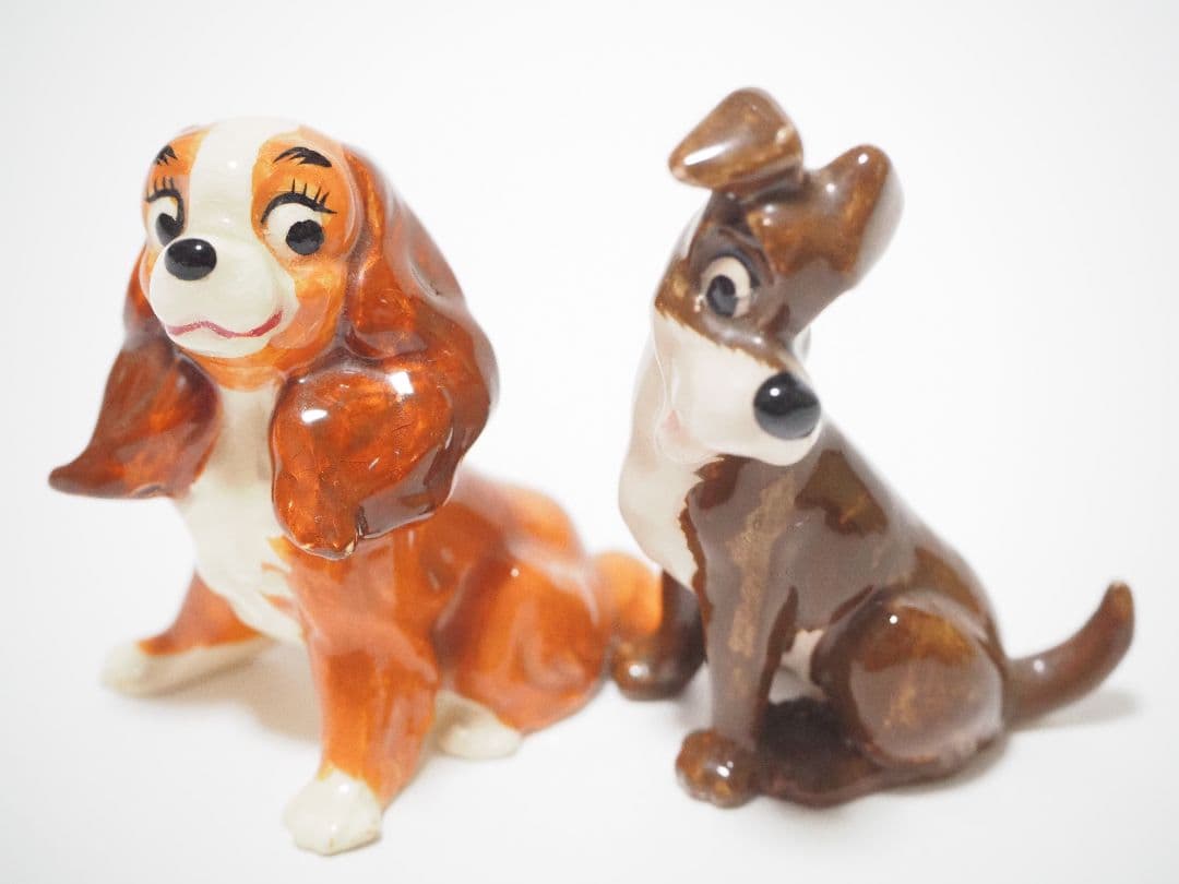 ディズニー　ビンテージ　犬　陶器　置物　インテリア　わんわん物語