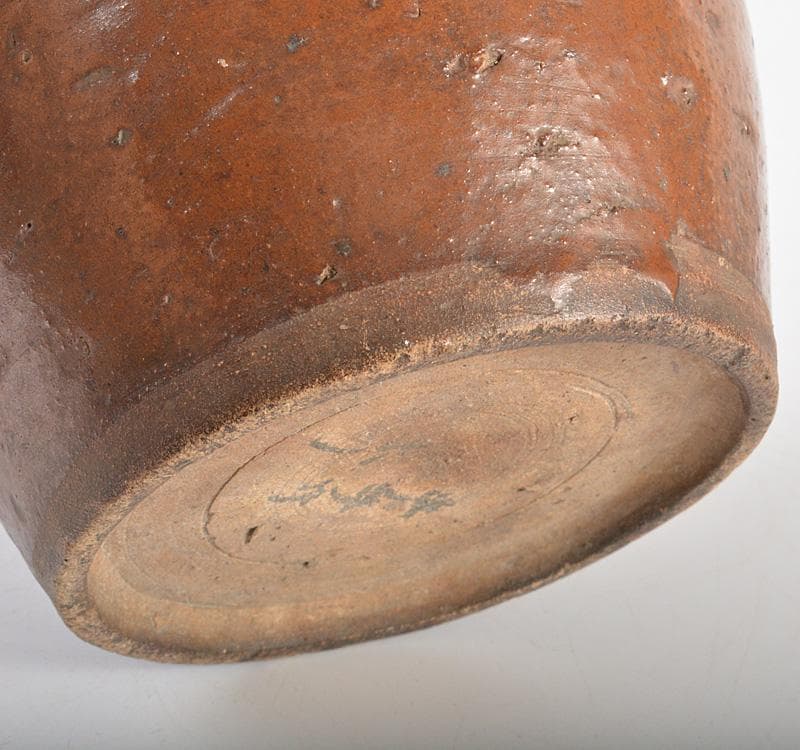 瀬戸焼　美濃焼　古瀬戸　柿釉　双耳花入　小壷　鉄漿壷　時代箱付　V　R5187