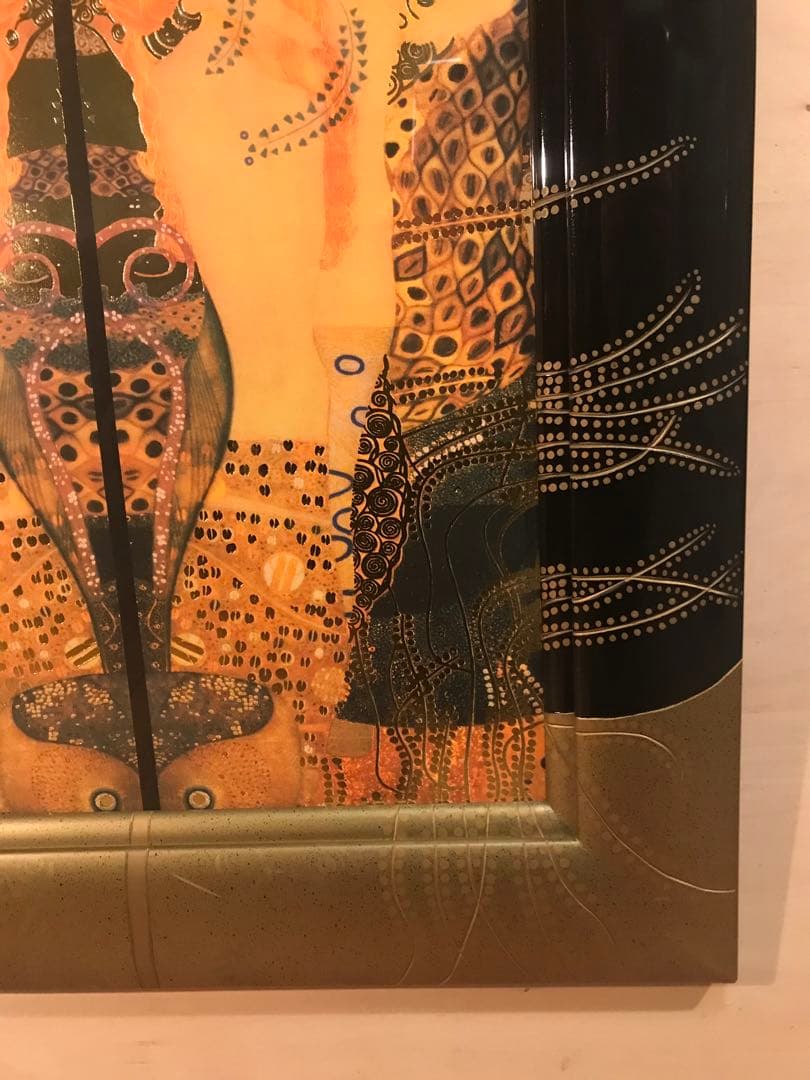 クリムト　「水蛇Ⅰ」　ジークレー＋シルクスクリーン金箔加工　サイン無し