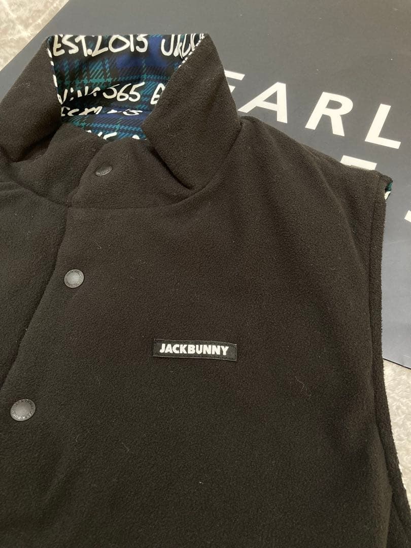 新品 パーリーゲイツ ジャックバニー リバーシブル中綿ベスト(6)LL/ライム