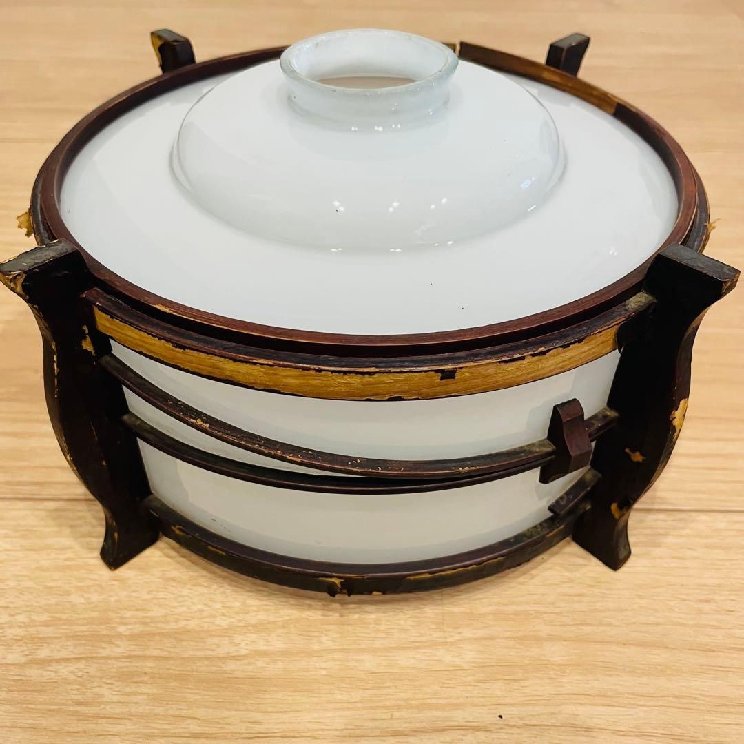 昭和レトロ 木飾枠 乳白ガラス ミルクガラス ペンダントライト 電笠 電傘 乳白