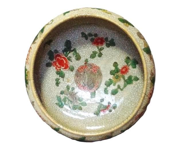 【 龍・鳳凰・花鳥文鉢 】　中華古玩　宋赤絵/古赤絵/五彩