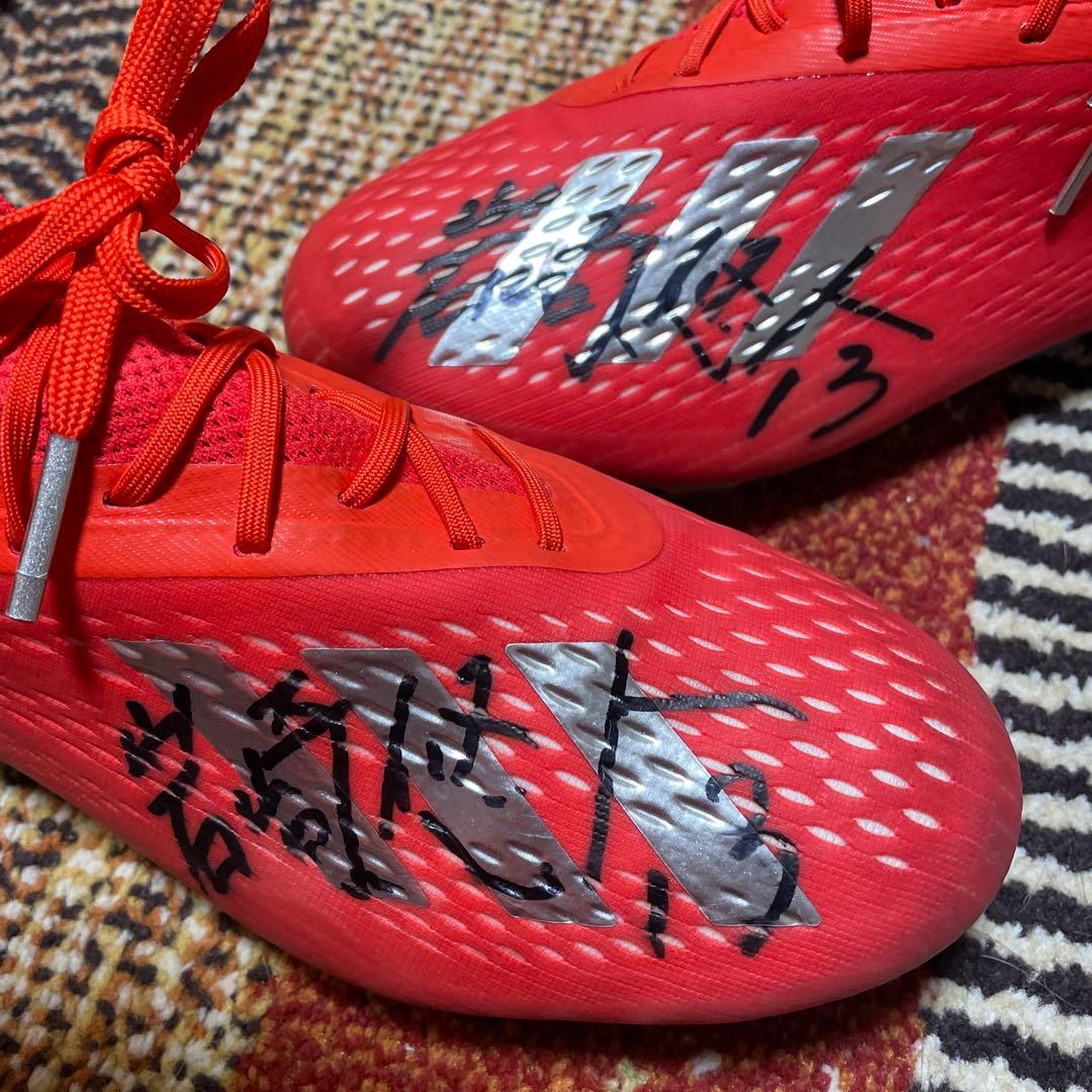 岩崎 悠人選手サイン入り アディダス エックス 18.1 FG/AG(レッド)