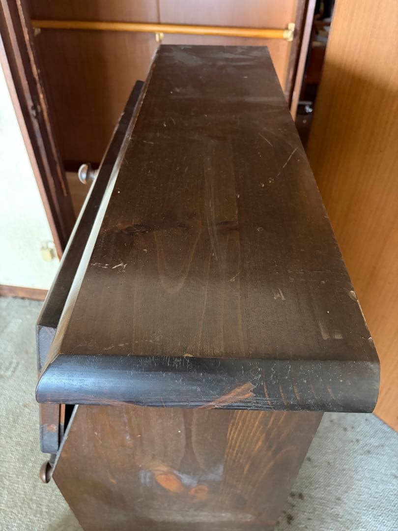 【えだまめ】花柄装飾のダークブラウンタンス　アンティーク　収納