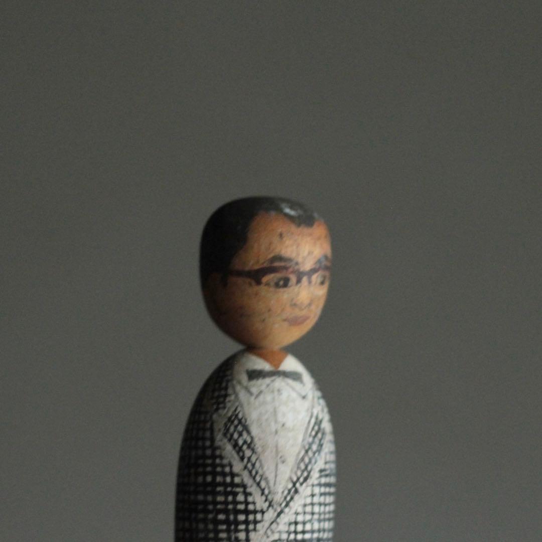 似顔絵こけし No.6 弔い 昭和37年 木偶 古道具 アンティーク