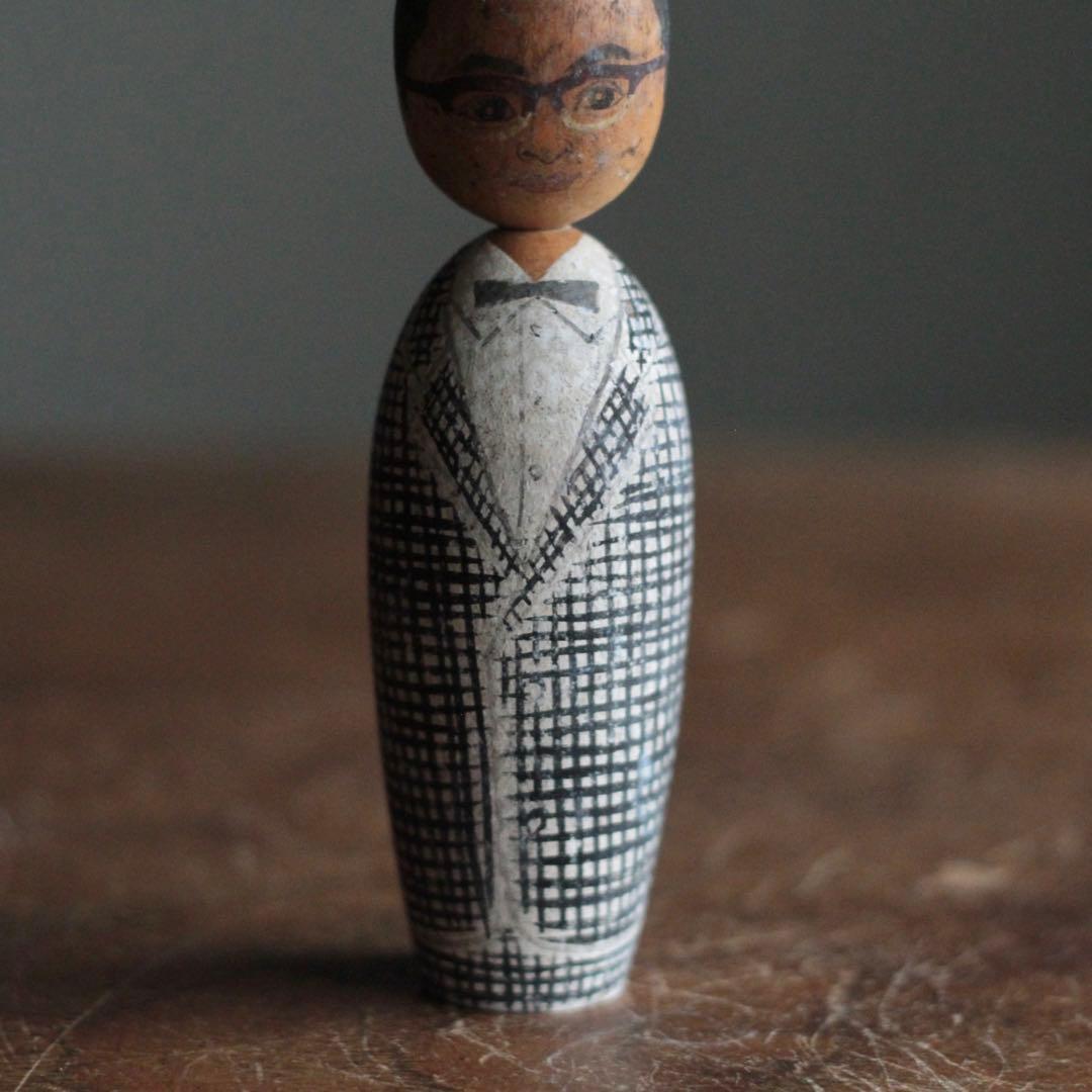 似顔絵こけし No.6 弔い 昭和37年 木偶 古道具 アンティーク