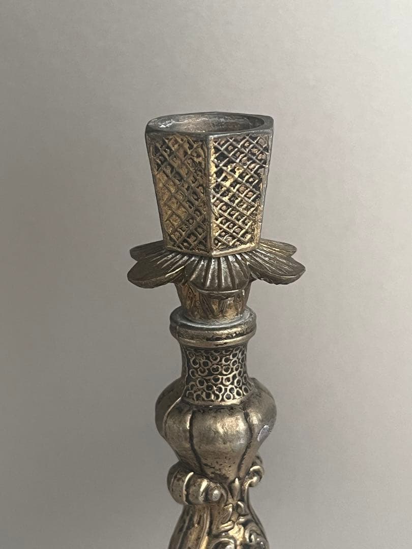 イタリア　キャンドルホルダー　蝋燭立て　電気ランプ台　真鍮