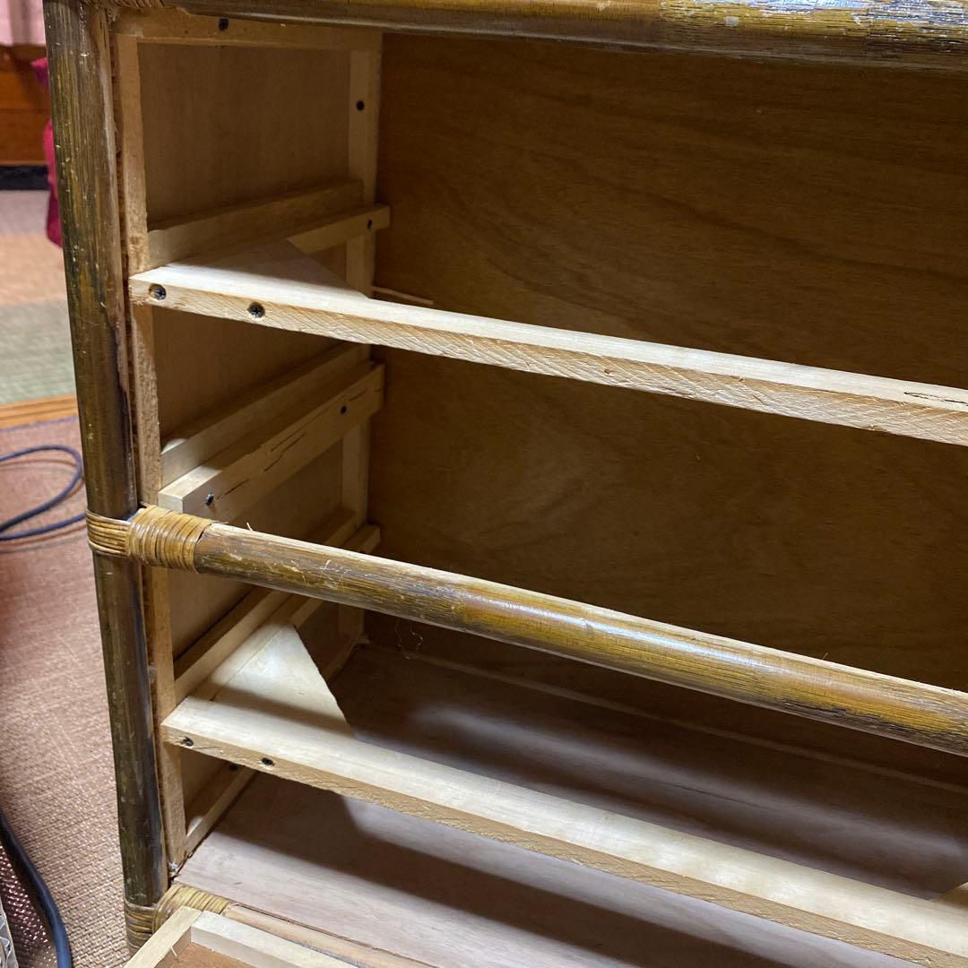 昭和レトロ　アンティーク籐ラタン8杯引き出しタンス ダークブラウン