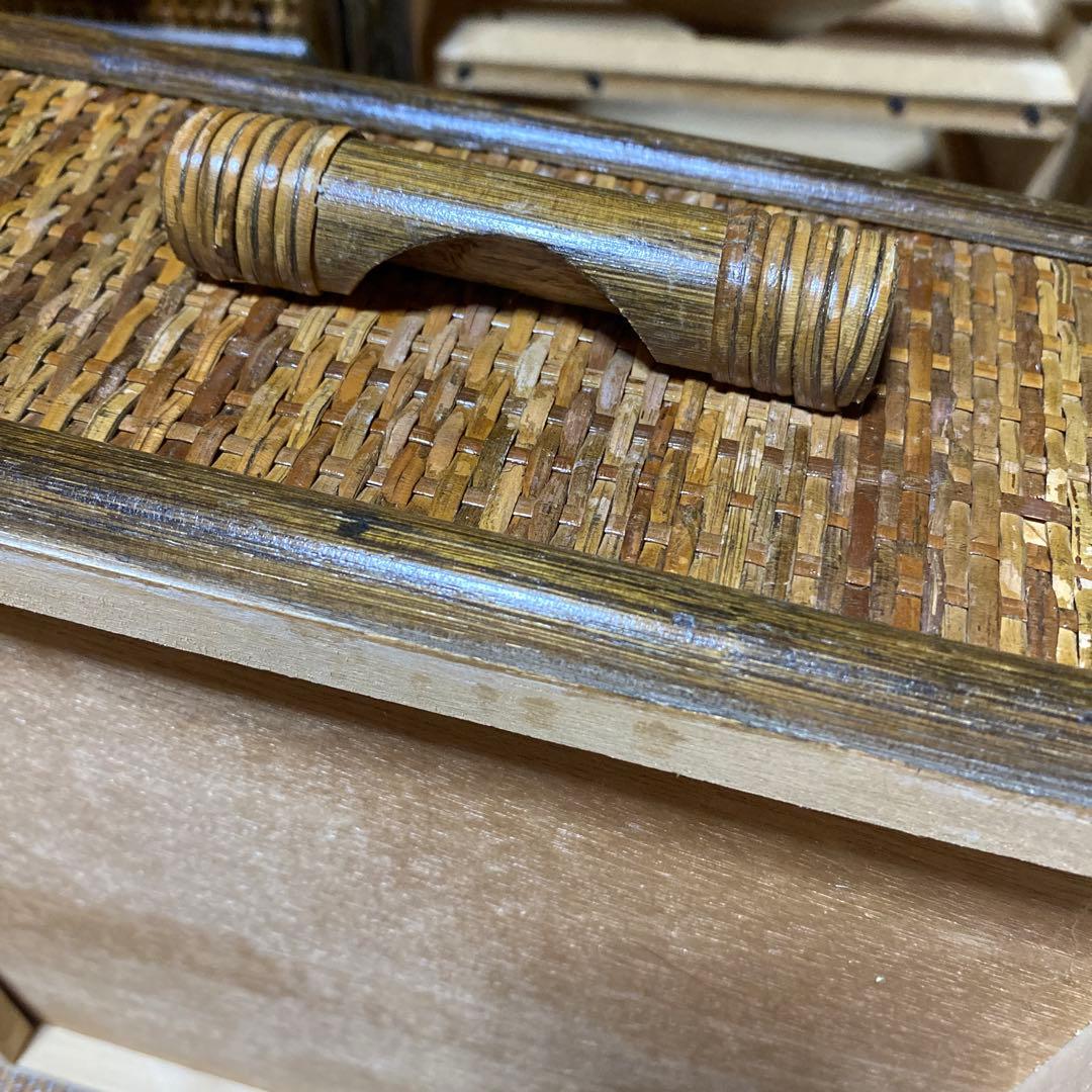 昭和レトロ　アンティーク籐ラタン8杯引き出しタンス ダークブラウン