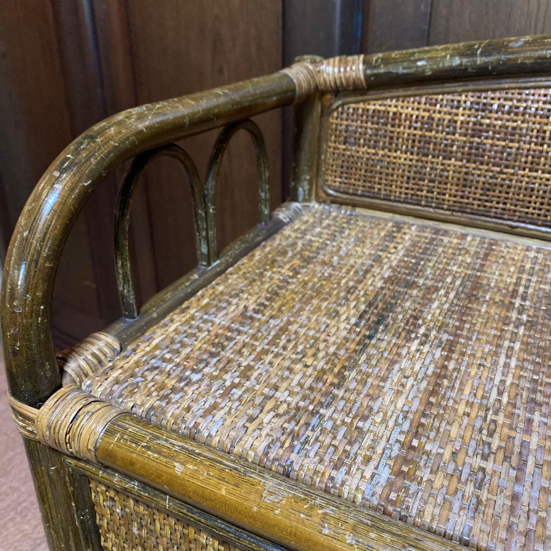 昭和レトロ　アンティーク籐ラタン8杯引き出しタンス ダークブラウン