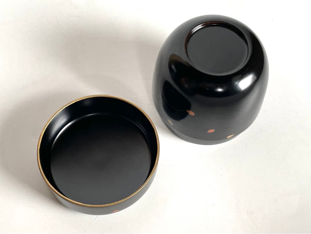 蒔絵師　中村湖斎　雪月花　蒔絵　黒　大棗　なつめ　共箱