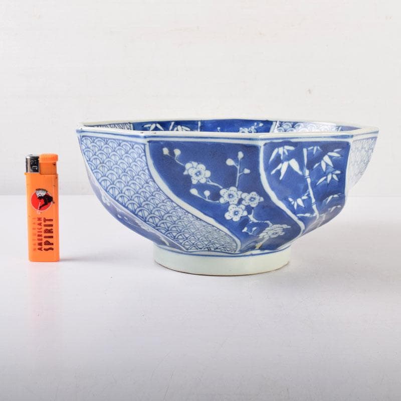 伊万里焼　五良太甫呉祥瑞造　染付棯文　菓子鉢　碌々斎極め箱　V　R7756C