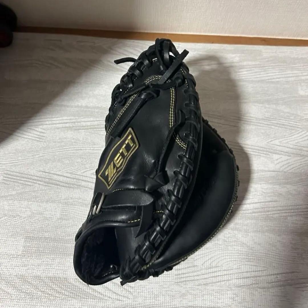 ZETT キャッチャーミット 軟式用 黒 編み込みデザイン