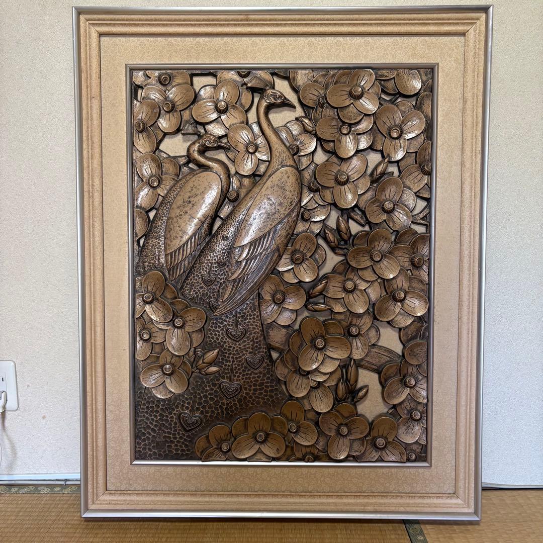 秀峰 秀峰刀 銅製　オブジェ 秀峰彫刻 アンティーク 銅 彫刻 孔雀