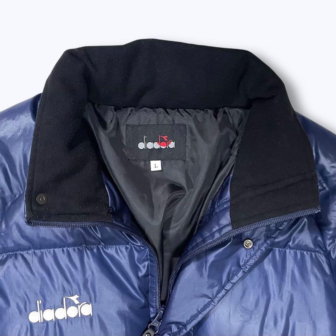ディアドラ DIADORA ダウンコート ロング丈 L 紺 肉厚 ベンチコート