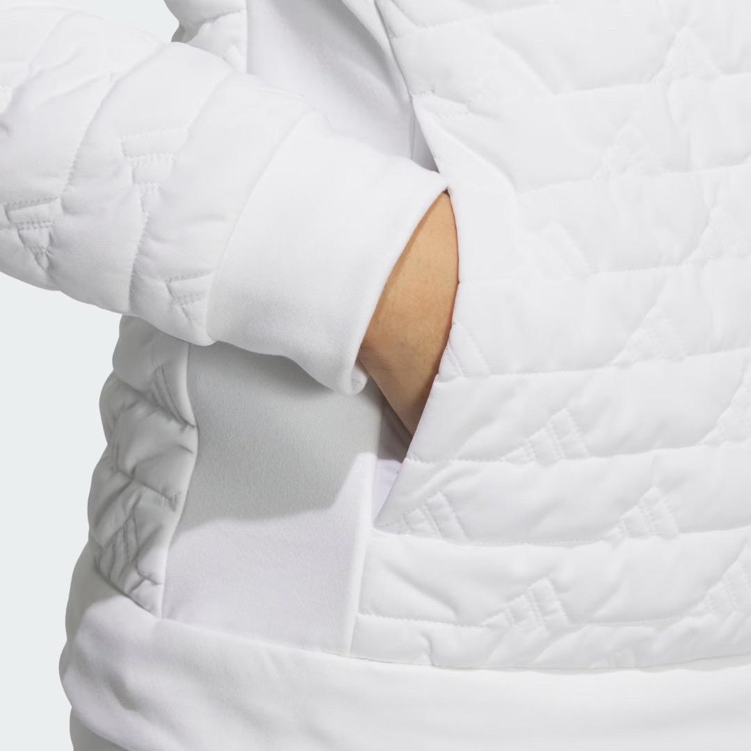 【S】定価37,400円 アディダスゴルフ 保温 中綿 キルト セットアップ 白